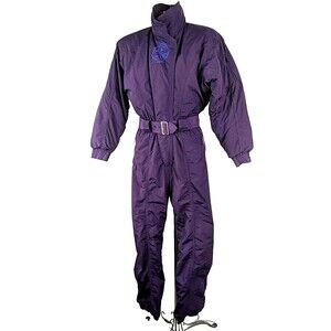Roffe One Piece Ski Suit Purple Women Size 10 Vintage 80s 90s Snowsuit Salopette